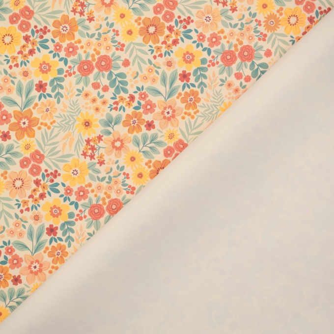 Tissu imperméable Aqua Protect Fleurs, blanc cassé
