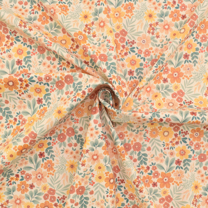 Tissu imperméable Aqua Protect Fleurs, blanc cassé