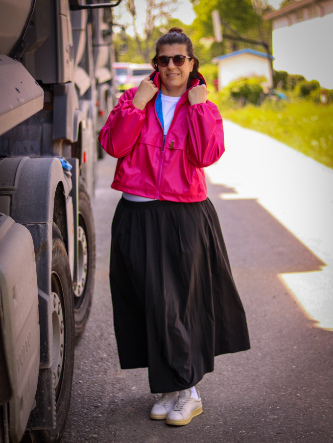 Rain coat fabric Metallic, bright pink