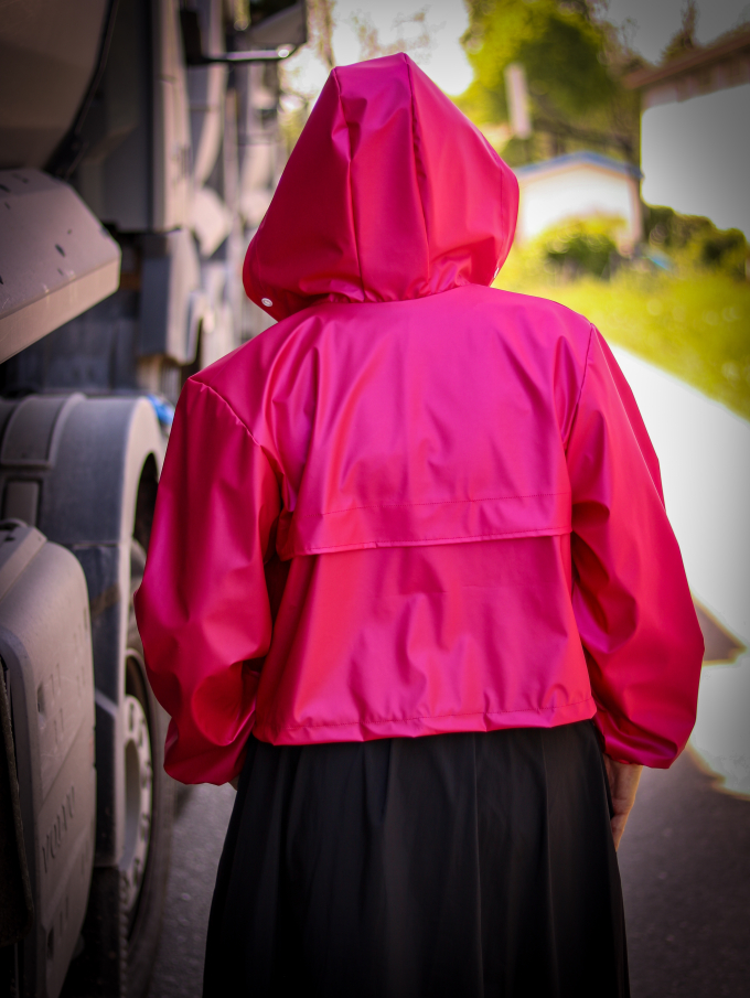 Rain coat fabric Metallic, bright pink