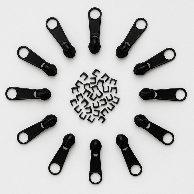 Reißverschluss Schieber-Set, schwarz