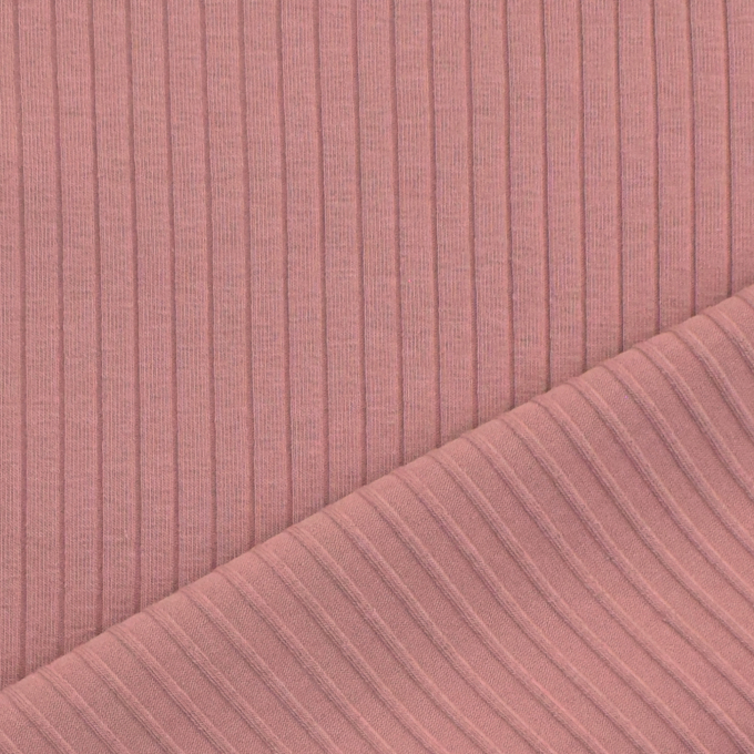 Tissu jersey de coton côtelé, vieux rose