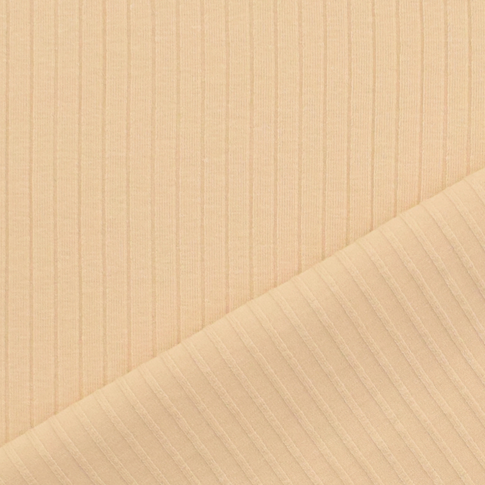 Tissu jersey de coton côtelé, beige