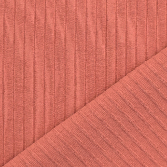Tissu jersey de coton côtelé, pêche