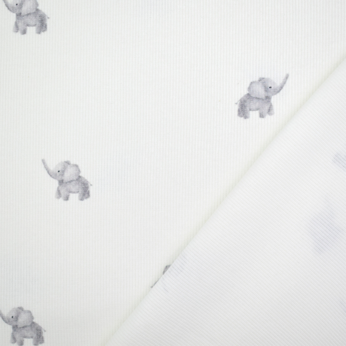 Rippenjersey Kleiner Elefant, wollweiss