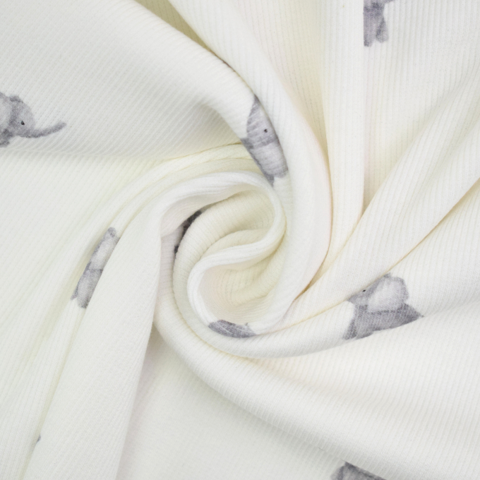 Rippenjersey Kleiner Elefant, wollweiss
