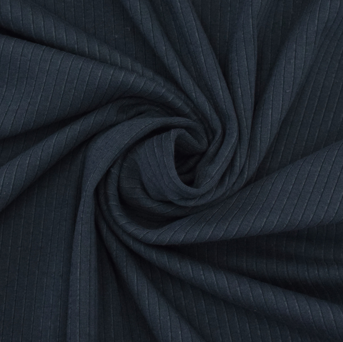 Tissu jersey côtelé, bleu foncé