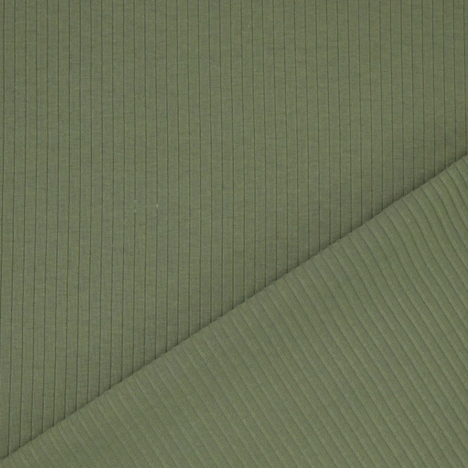 Tissu jersey côtelé, kaki