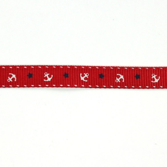 Grosgrain ribbon anchors and stars, red