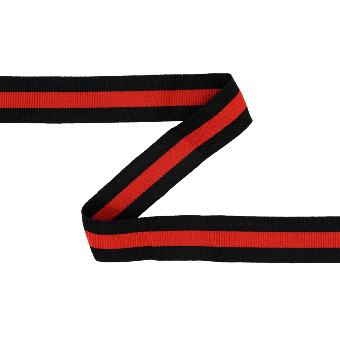 Ripsband Streifen 5, schwarz - rot