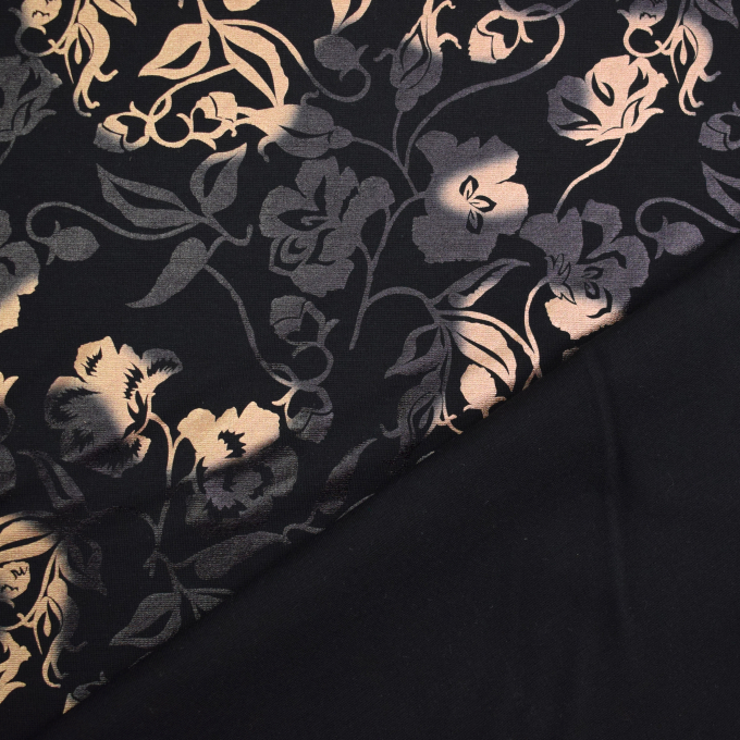 Punta di Roma jersey Golden Flowers, zwart