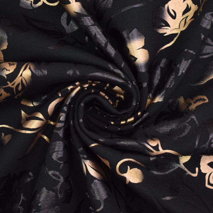 Punta di Roma jersey Golden Flowers, zwart