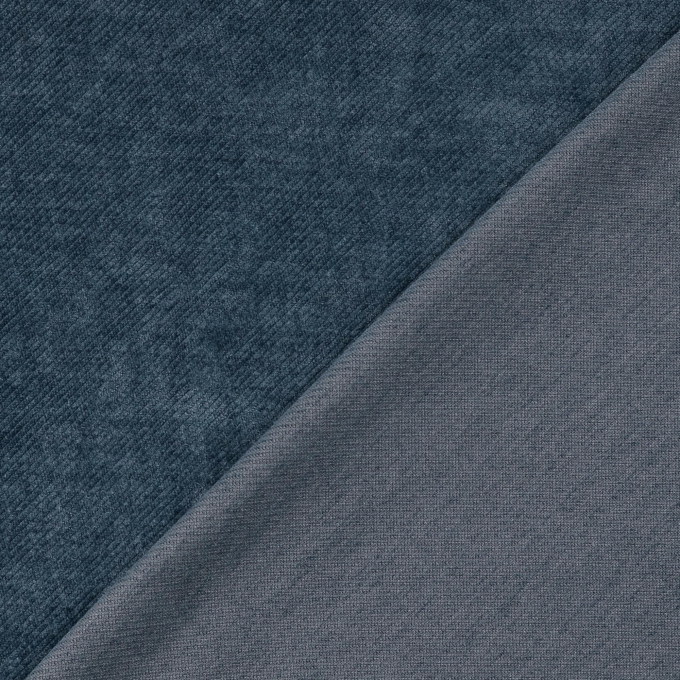 Tissu jersey velours côtelé milleraies, bleu dennim