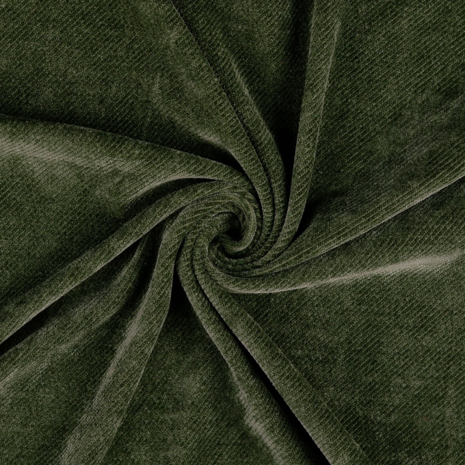 Tissu jersey velours côtelé milleraies, vert olive