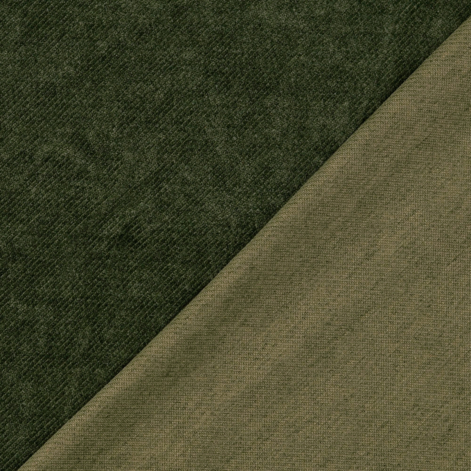 Tissu jersey velours côtelé milleraies, vert olive