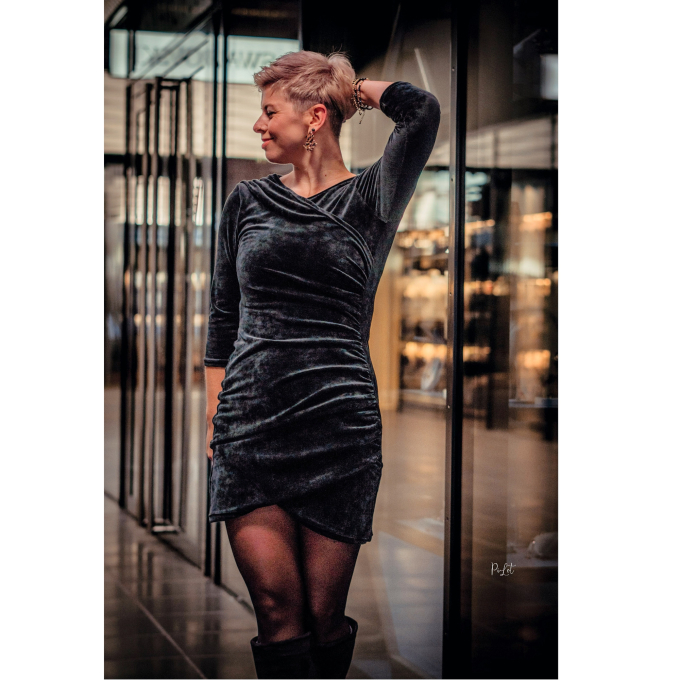 Samt Jersey, schwarz