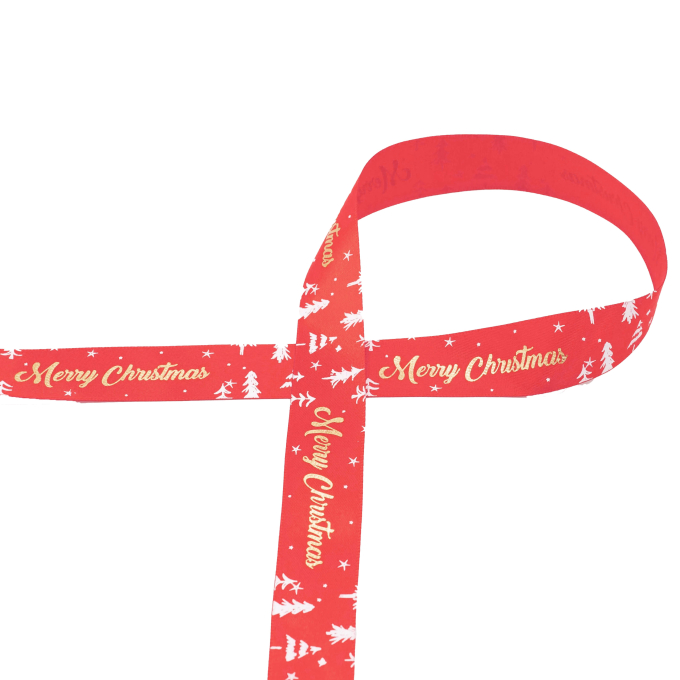 Satijnen band Merry Christmas 25 mm, rood