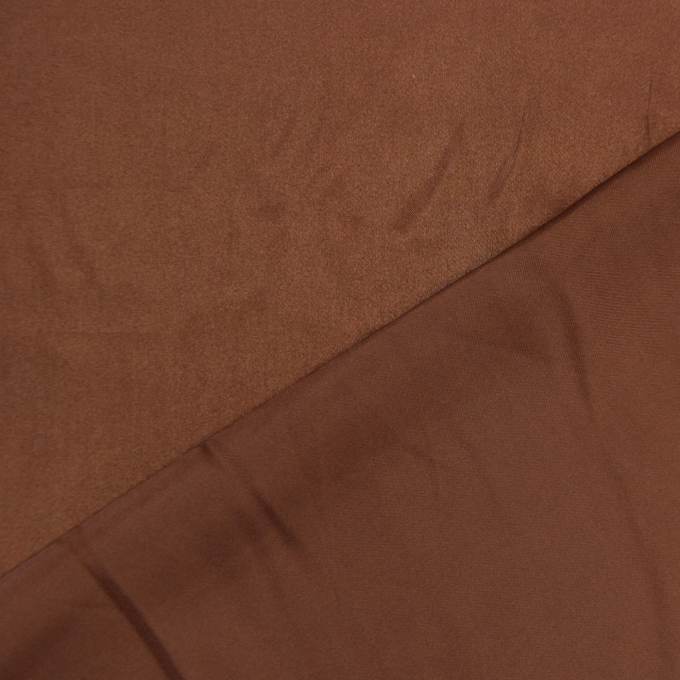Tissu satin polyester léger uni, marron