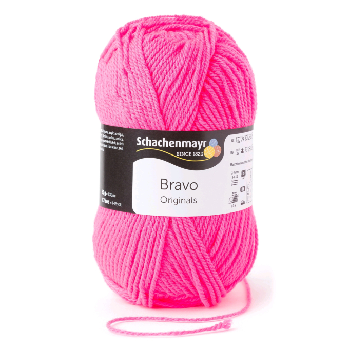 Schachenmayr Wol Bravo uni 50 g neonfuchsia