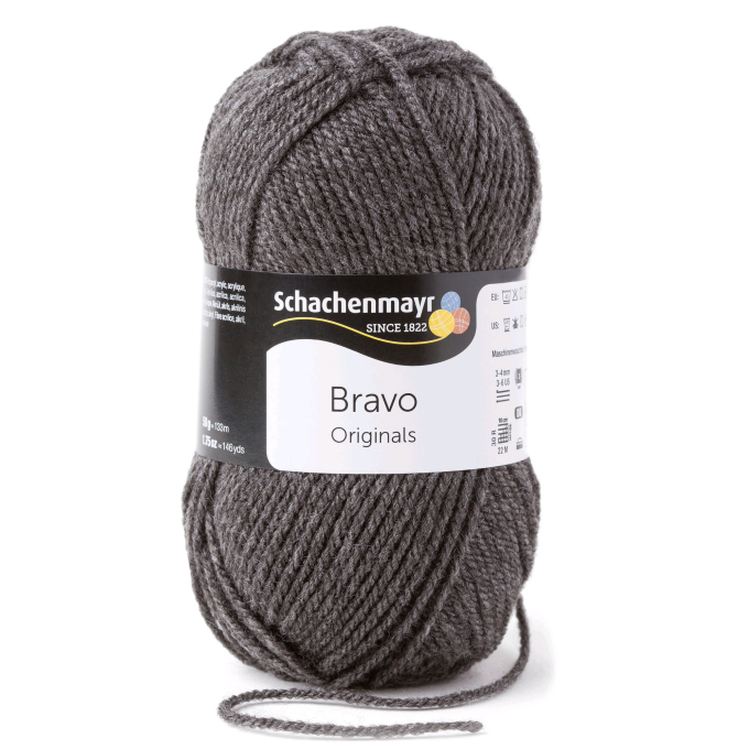 Laine Schachenmayr Bravo uni 50 g gris moyen chiné