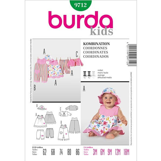 Patron Burda 9712 Ensemble Enfant En Francais Tissus Hemmers