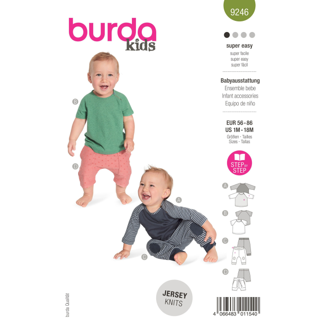 Patron Burda Kids 9246 combinaison bébé, taille 56-86, en français