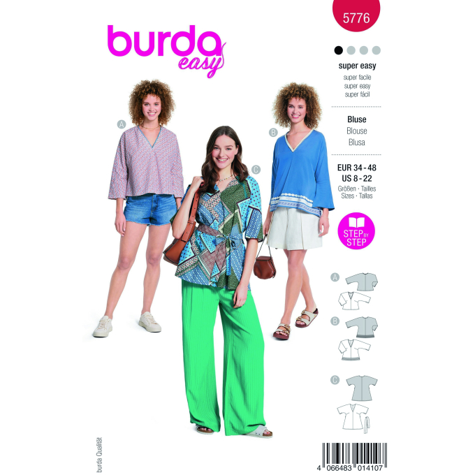 Naaipatroon blouse, Burda 5776 Nl/Dui/En/Fr