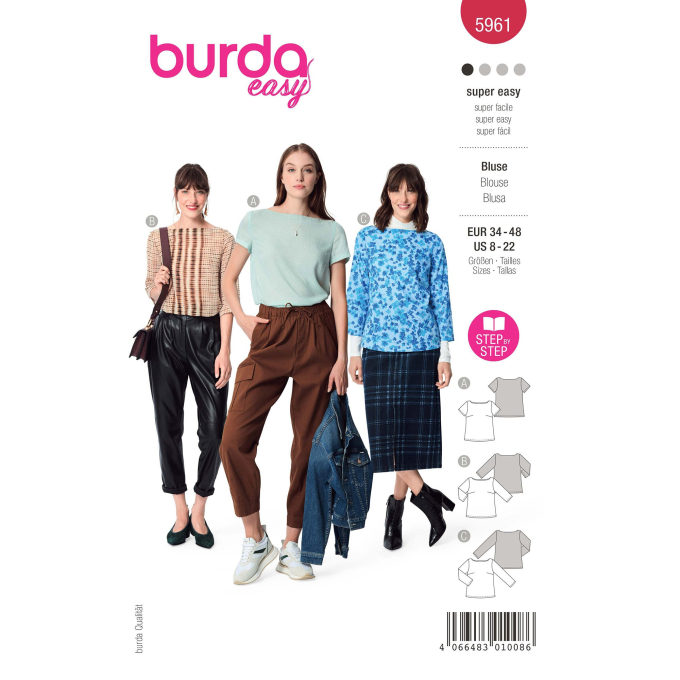 Naaipatroon Blouse, Burda 5961, Dui/En/Fr