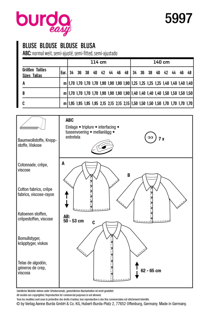 Pattern blouse, Burda 5997