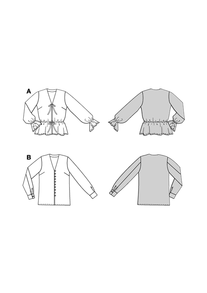 Naaipatroon blouse dames, Burda 5746, Nl/Dui/En/Fr