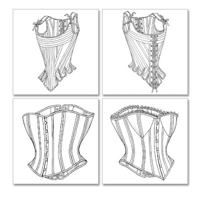 Naaipatroon Butterick 4254 historisch korset, maat 38-42, Dui/En/Fr