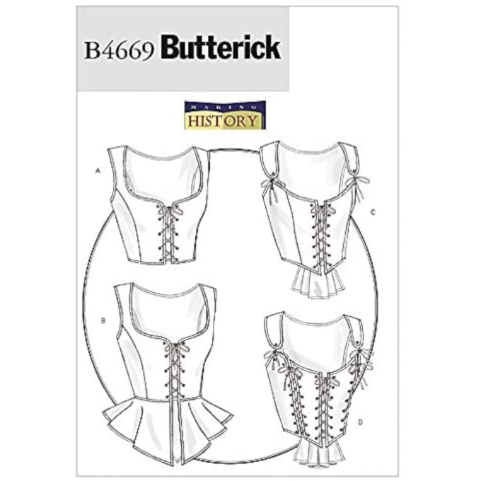 Naaipatroon Butterick 4669 historisch korset, maat 32-38, Dui/En/Fr