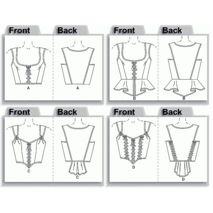 Naaipatroon Butterick 4669 historisch korset, maat 32-38, Dui/En/Fr