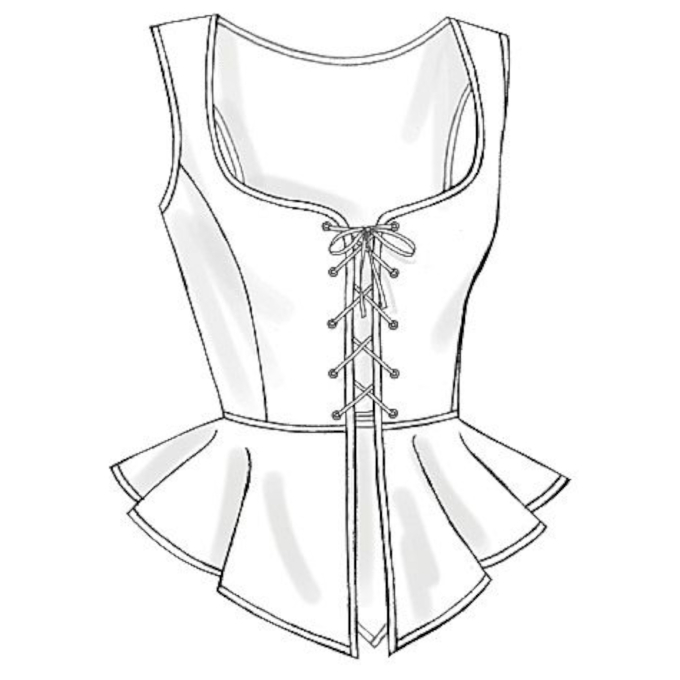 Naaipatroon Butterick 4669 historisch korset, maat 32-38, Dui/En/Fr