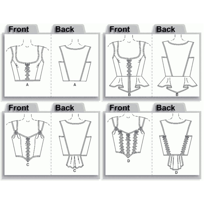Naaipatroon Butterick 4669 historisch korset, maat 40-46, Dui/En/Fr