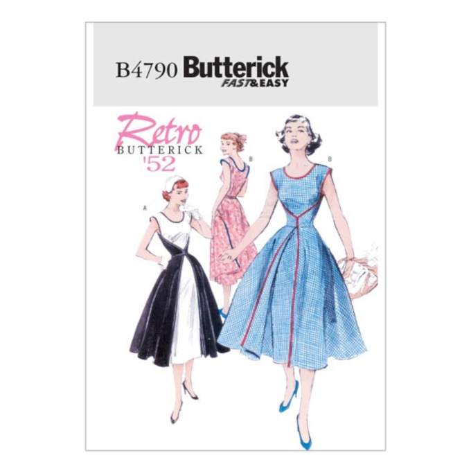 Patron Butterick 4790 robe rétro, taille 42-46, en français