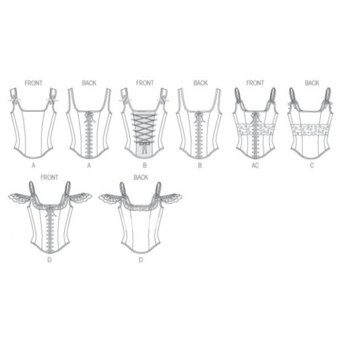 Naaipatroon Butterick 5935 historisch korset, maat 30-38, Dui/En/Fr