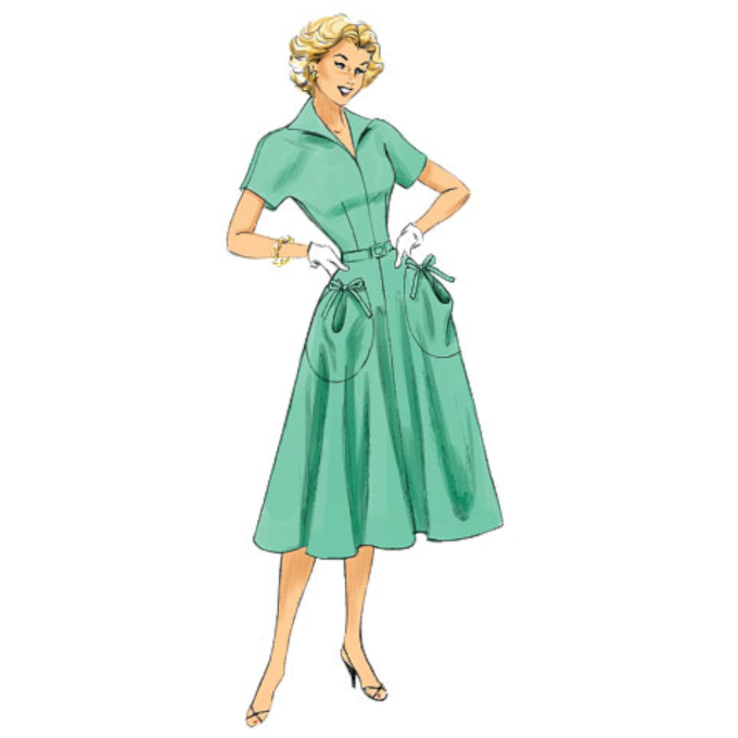 Patron Butterick 6055 robe rétro, taille 32-40, en français