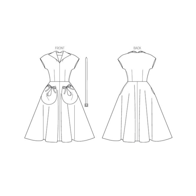 Patron Butterick 6055 robe rétro, taille 40-48, en français