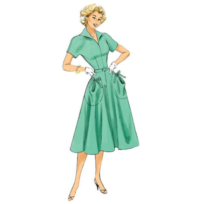 Patron Butterick 6055 robe rétro, taille 40-48, en français