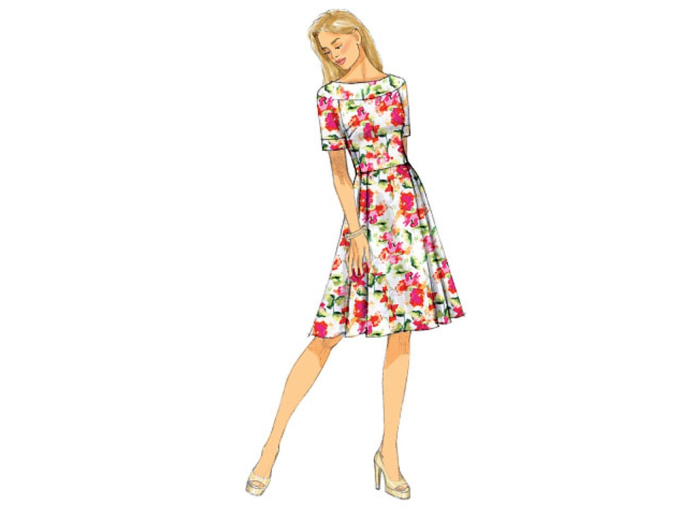 Pattern Butterick 6129 Misses' Jurk, Dui/En/Fr