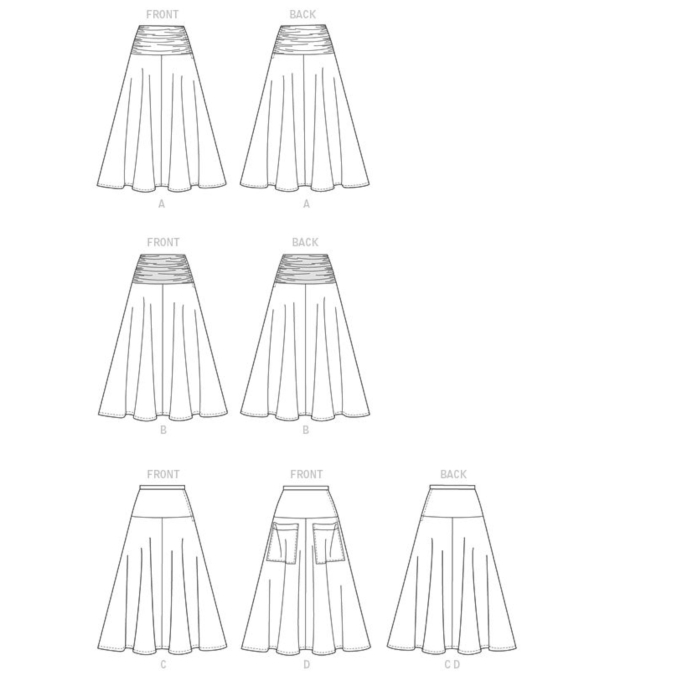 Schnittmuster Butterick 6249 Rock, Gr. 32-40