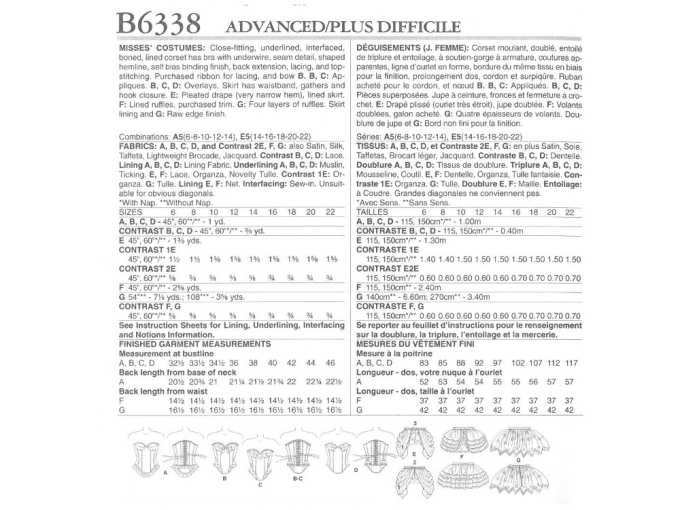 Patron Butterick 6338 sous-vêtement historique, en français