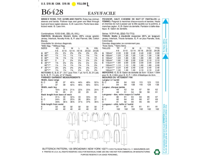 Naaipatroon Butterick 6428 damescombi, maat 42-50, Dui/En/Fr