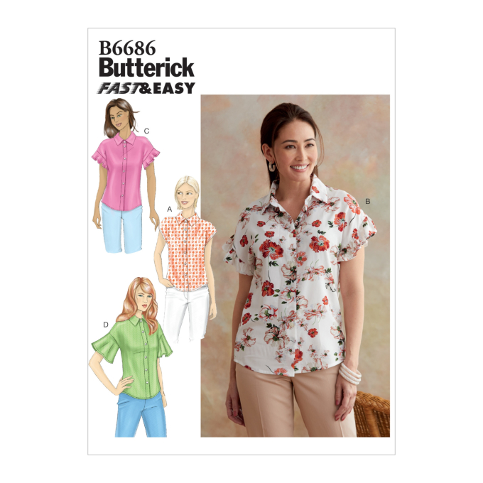 Naaipatroon Butterick 6686 blouse, maat 32 - 40, Dui/En/Fr