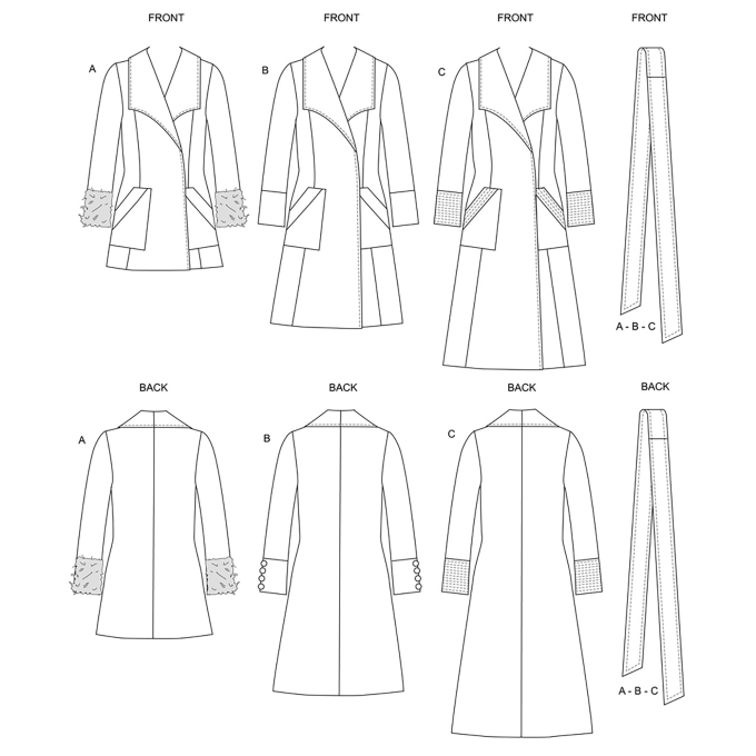 Patron Butterick 6720 manteau, taille 34-40, en français