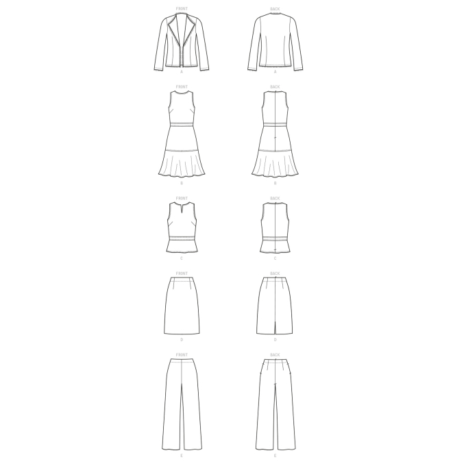 Naaipatroon Butterick 6738 Business Set, Gr.40-48, Dui/En/Fr