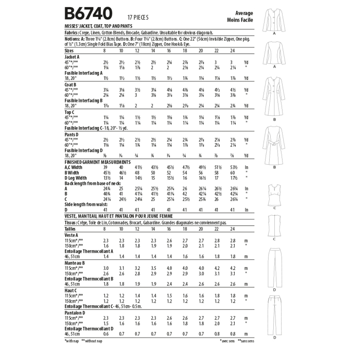 Naaipatron Butterick 6740 Business Set, Gr.34-42, Dui/En/Fr
