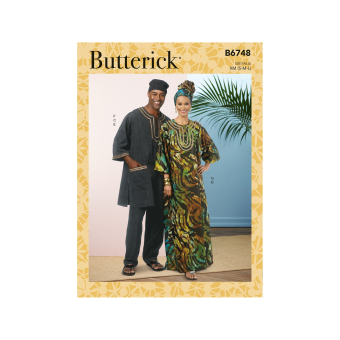 Naaipatroon Butterick 6748 Caftan met accessoires, maat 34 - 44, Dui/En/Fr