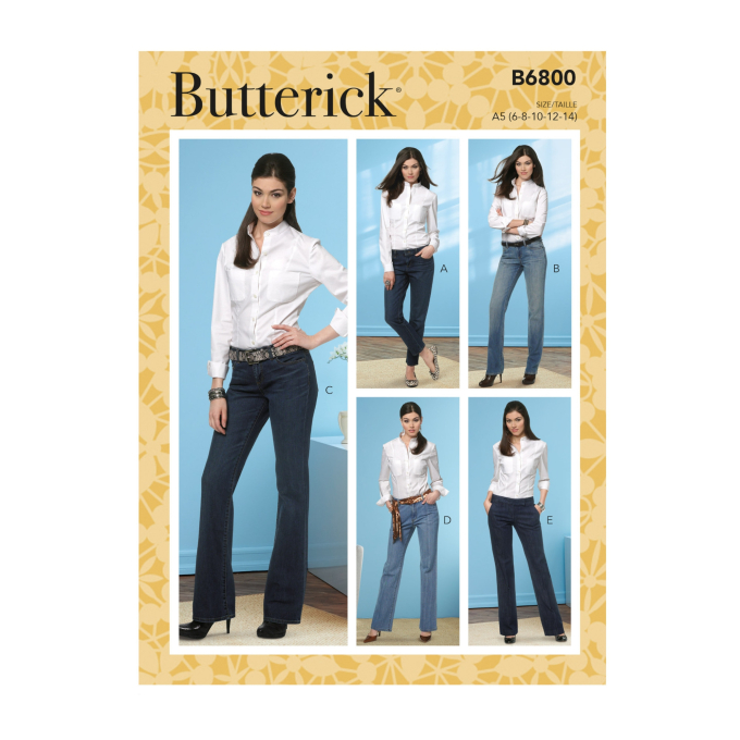 Naaipatroon Butterick 6800 Basic Jeans, maat 32-40, Dui/En/Fr